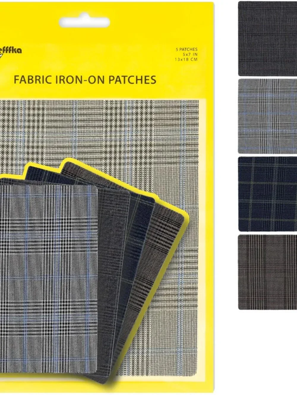 ZEFFFKA Premium Quality Large Plaid Tartan Fabric Iron-on Patches Inside & Outsi